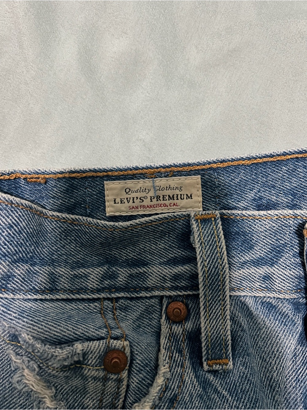 Levi's Distressed Blue Denim Cutoff Shorts size 27 - Picture 3 of 8